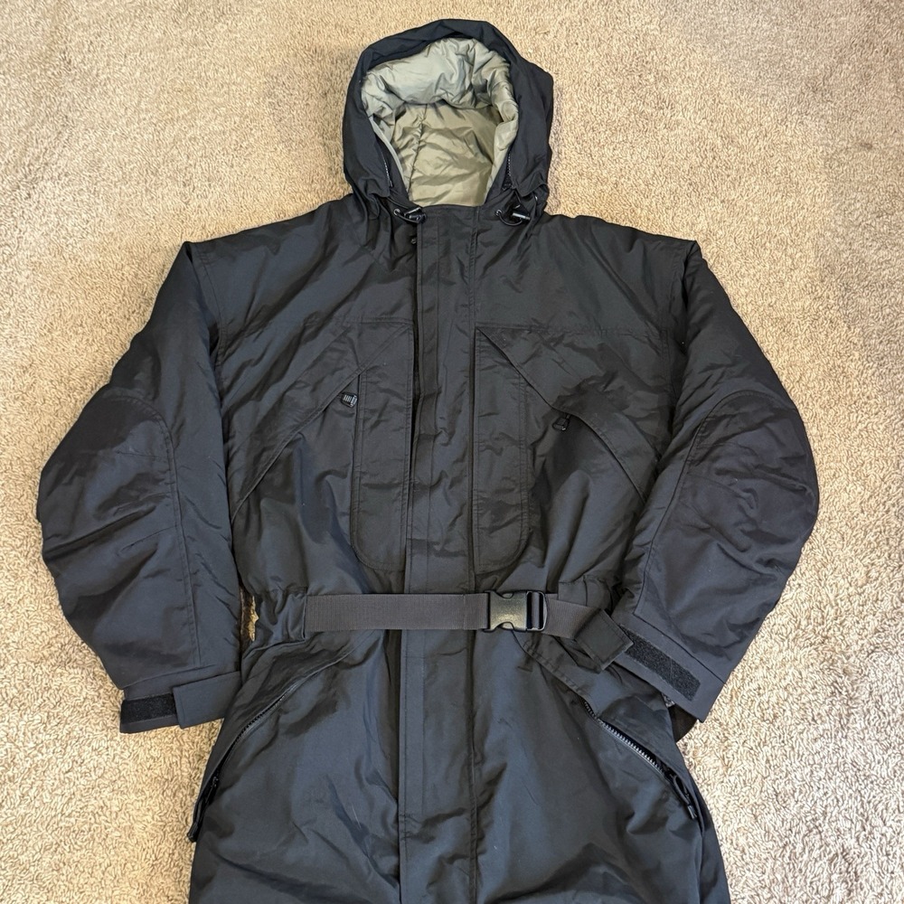 Cabelas Snowsuit Mens L Coveralls Insulated Snowmobile Hooded Wind Stopper